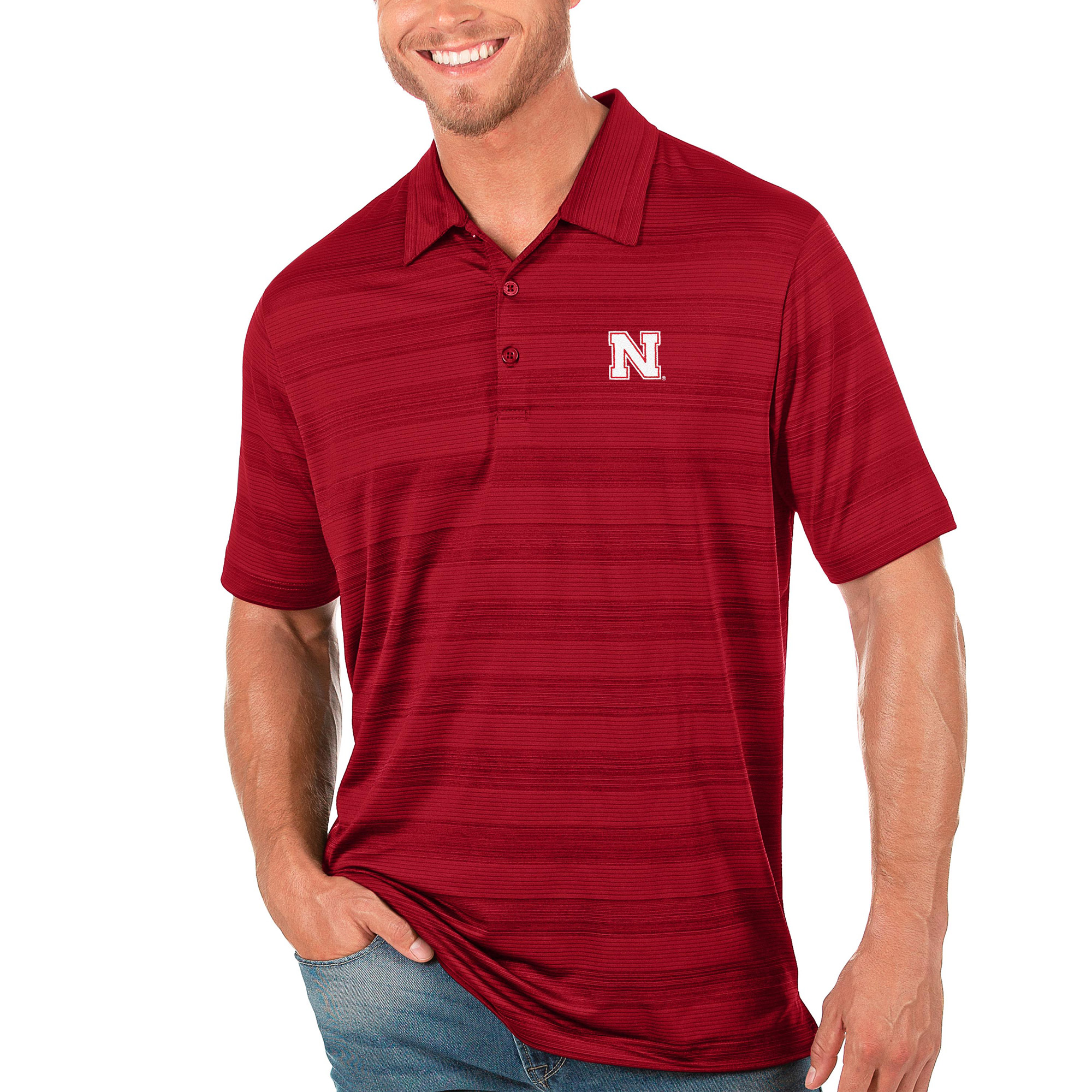 Men's Antigua Scarlet Nebraska Huskers Compass Polo