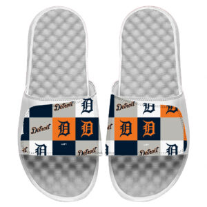 Youth ISlide White Detroit Tigers Loudmouth Logo Slide Sandals