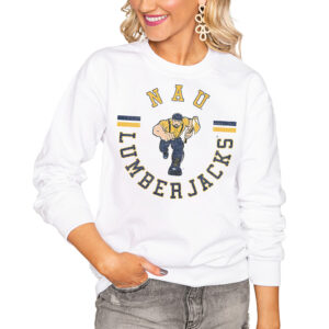 Women's White Northern Arizona Lumberjacks Vintage Days Perfect Pullover Sweatshirt