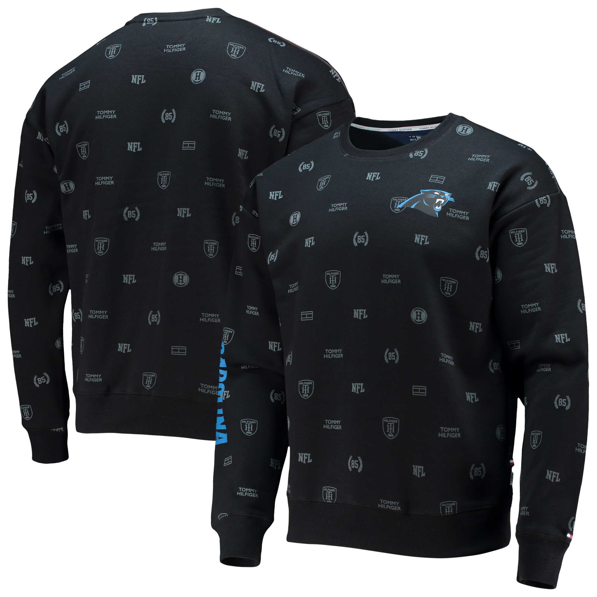 Men's Tommy Hilfiger Black Carolina Panthers Reid Graphic Pullover Sweatshirt - Image 2