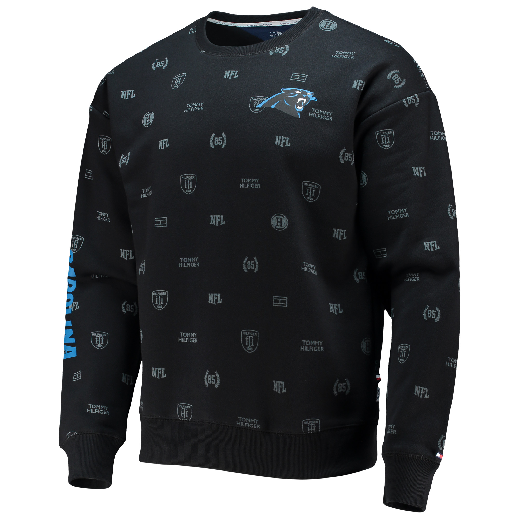 Men's Tommy Hilfiger Black Carolina Panthers Reid Graphic Pullover Sweatshirt - Image 3