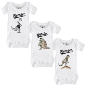 Infant Tiny Turnip White Chicago White Sox 3-Piece Dinosaur Bodysuit Set
