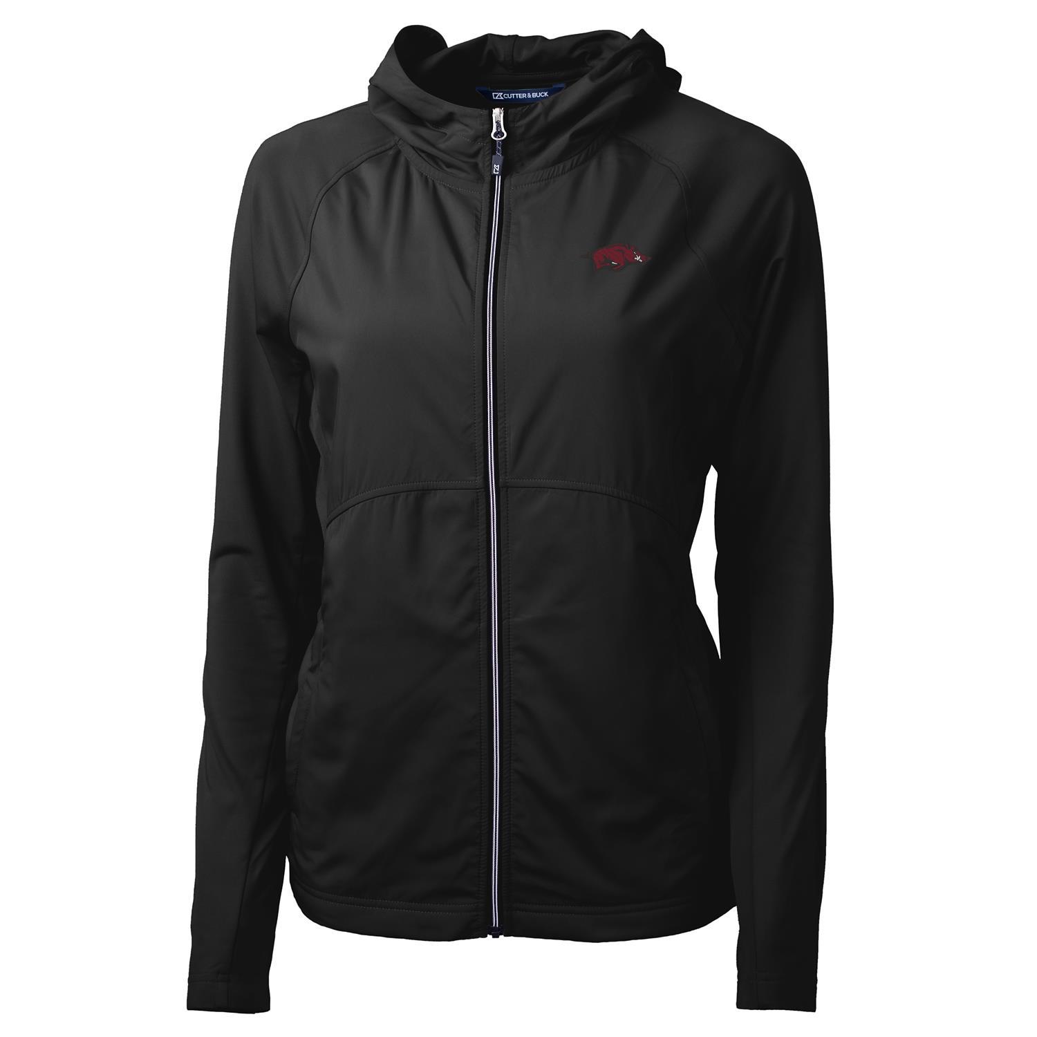 Women's Cutter & Buck Black Arkansas Razorbacks Adapt Eco Knit Full-Zip Jacket