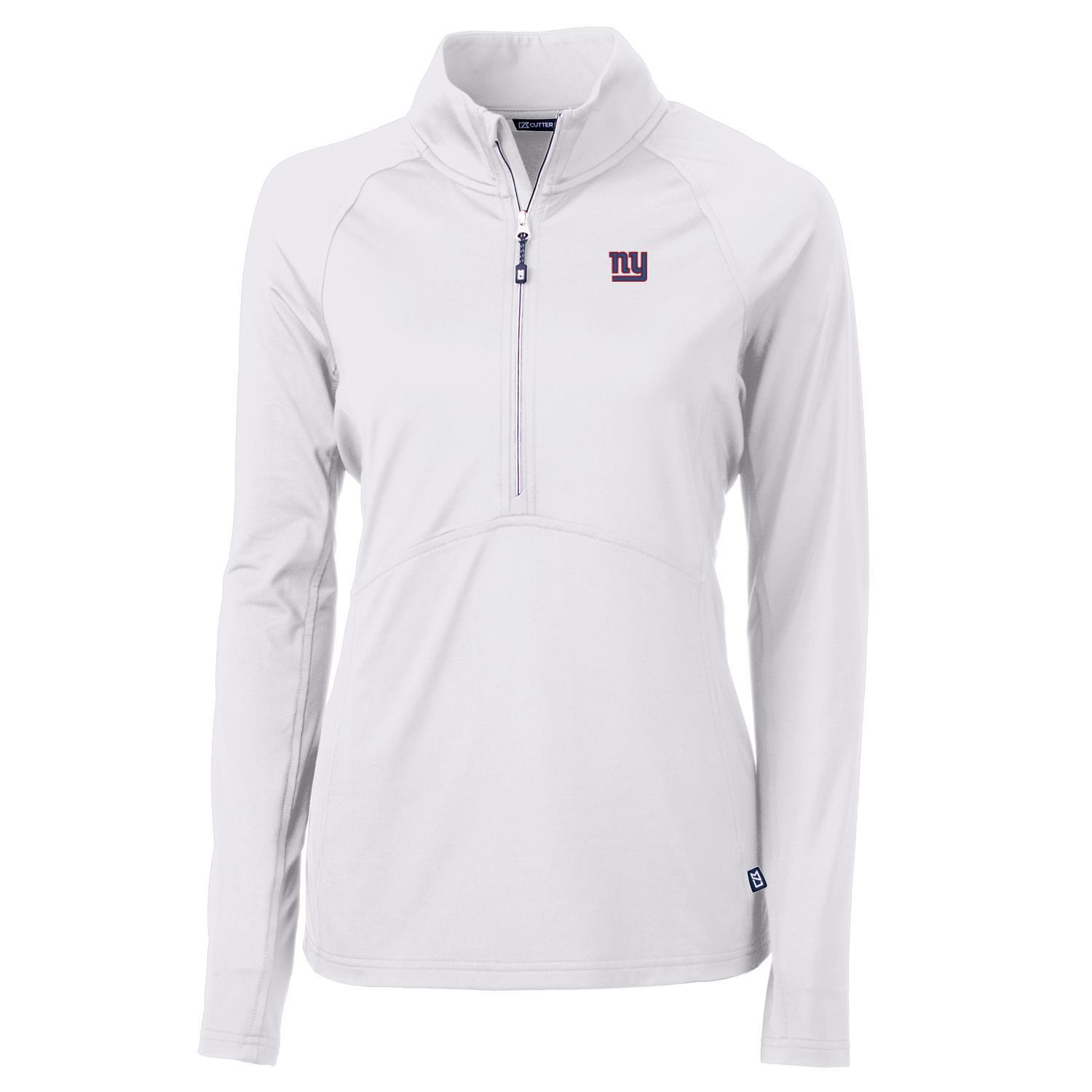 Women's Cutter & Buck White New York Giants Adapt Eco Knit Half-Zip Pullover Jacket