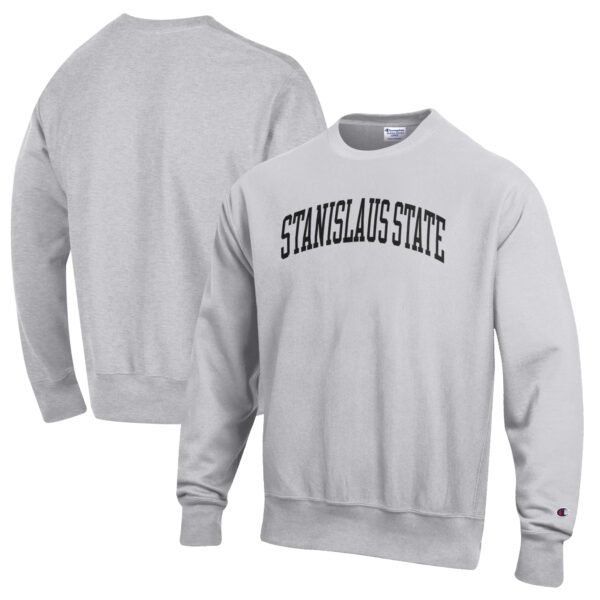 Men's Champion Heathered Gray Cal State Stanislaus Warriors Reverse Weave Fleece Crewneck Sweatshirt