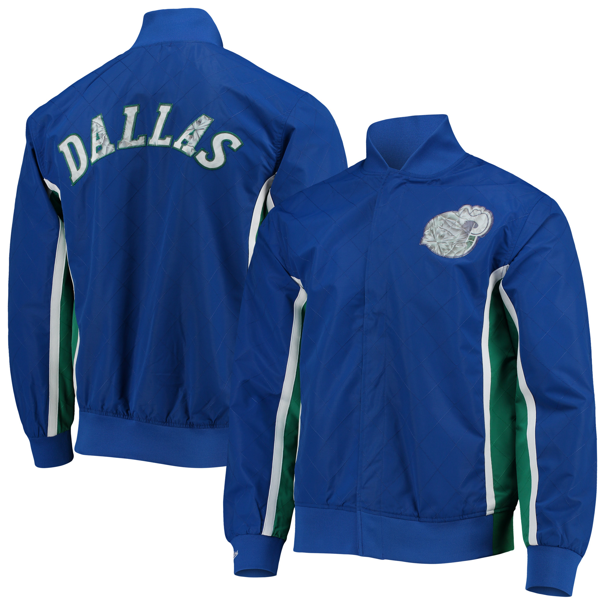Men's Dallas Mavericks Blue Mitchell & Ness Hardwood Classics 75th Anniversary Authentic Warmup Full-Snap Jacket - Image 6
