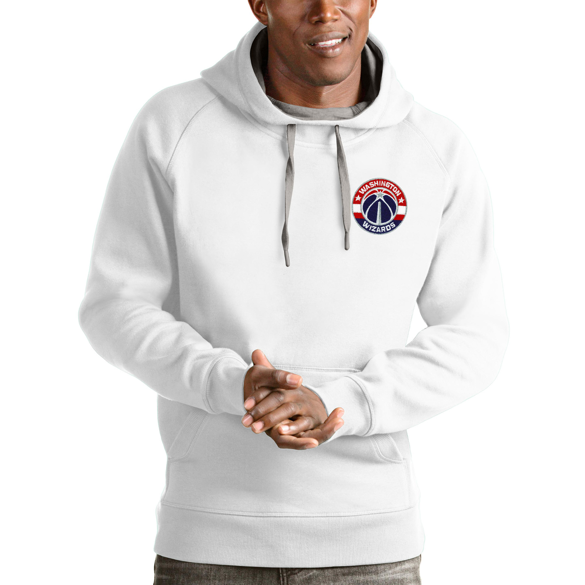 Men's Antigua White Washington Wizards Victory Pullover Hoodie