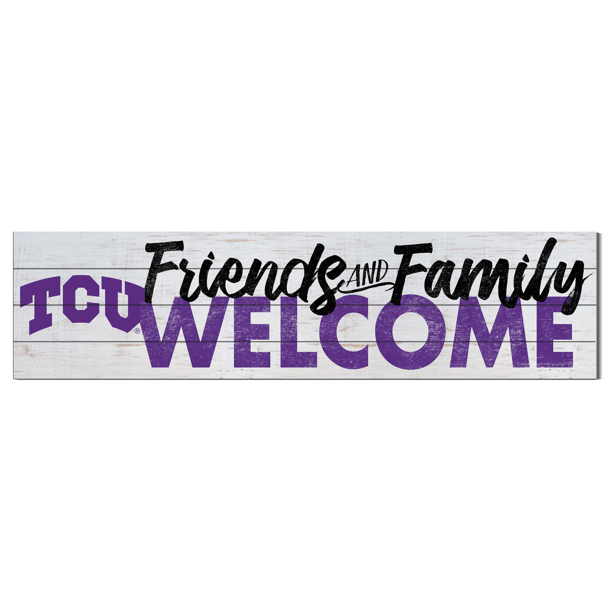 White TCU Horned Frogs 10'' x 40'' Friends & Family Welcome Sign - Image 4