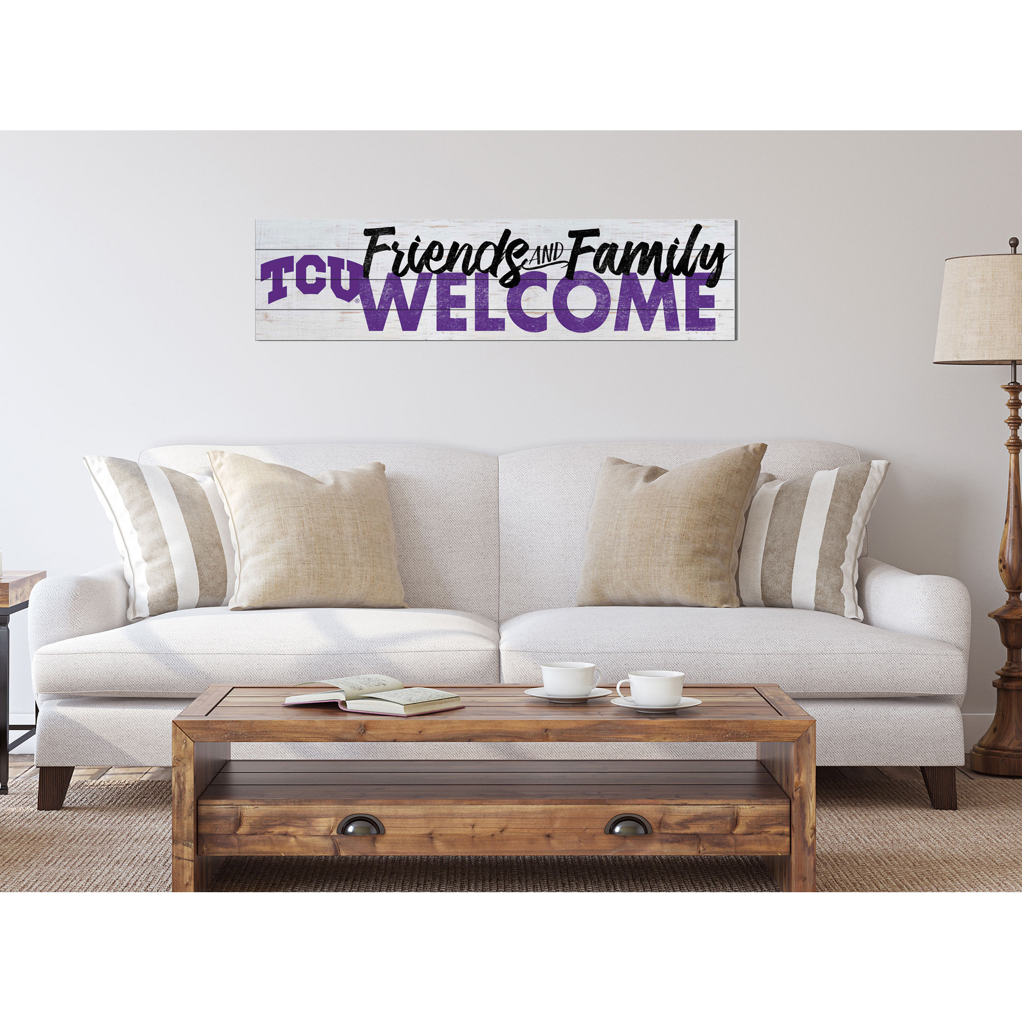 White TCU Horned Frogs 10'' x 40'' Friends & Family Welcome Sign - Image 3