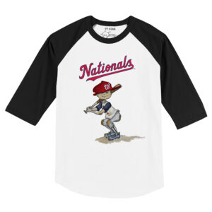 Toddler Tiny Turnip White/Black Washington Nationals Slugger Raglan 3/4 Sleeve T-Shirt