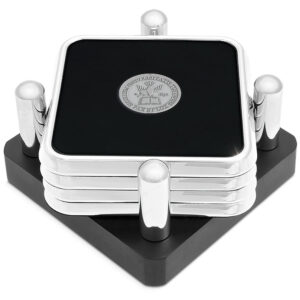Silver Tufts University Jumbos 4-Piece Logo Square Coaster Set in Presentation Stand