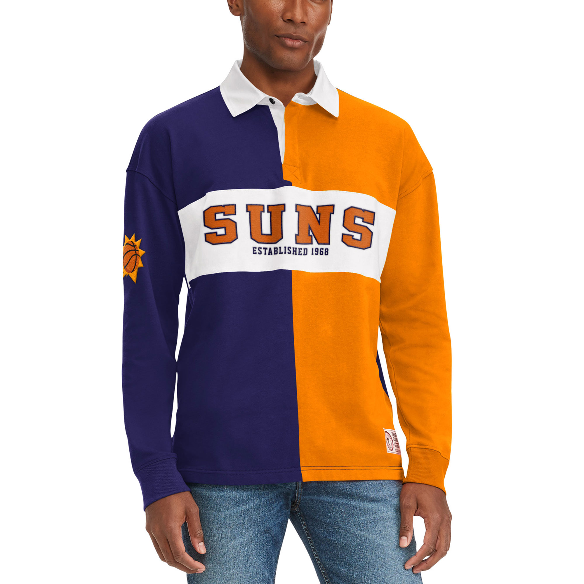 Men's Tommy Jeans Purple/Orange Phoenix Suns Ronnie Rugby Long Sleeve T-Shirt - Image 5