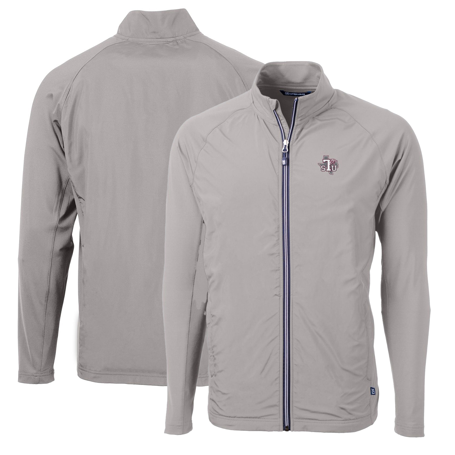 Men's Cutter & Buck Gray Texas Southern Tigers Big & Tall Adapt Eco Knit Hybrid Recycled Full-Zip Jacket
