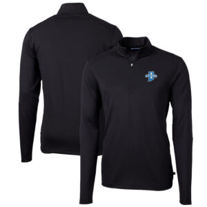 Men's Cutter & Buck Black Indiana State Sycamores Big & Tall Virtue Eco Pique Recycled Quarter-Zip Pullover Top