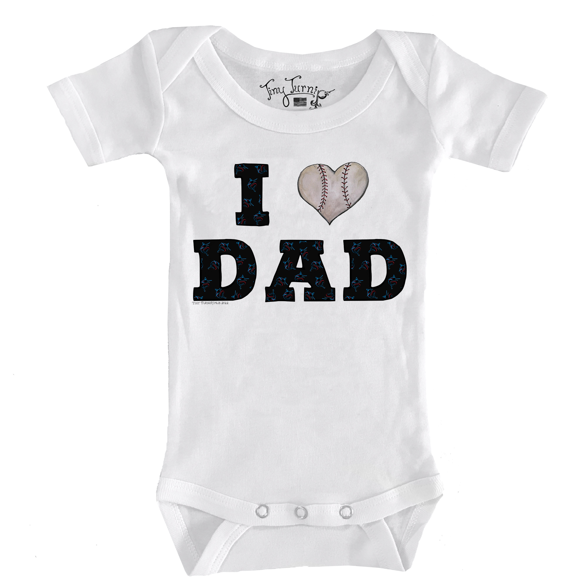 Infant Tiny Turnip White Miami Marlins I Love Dad Bodysuit
