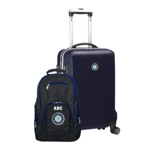 MOJO Navy Seattle Mariners Personalized Deluxe 2-Piece Backpack & Carry-On Set