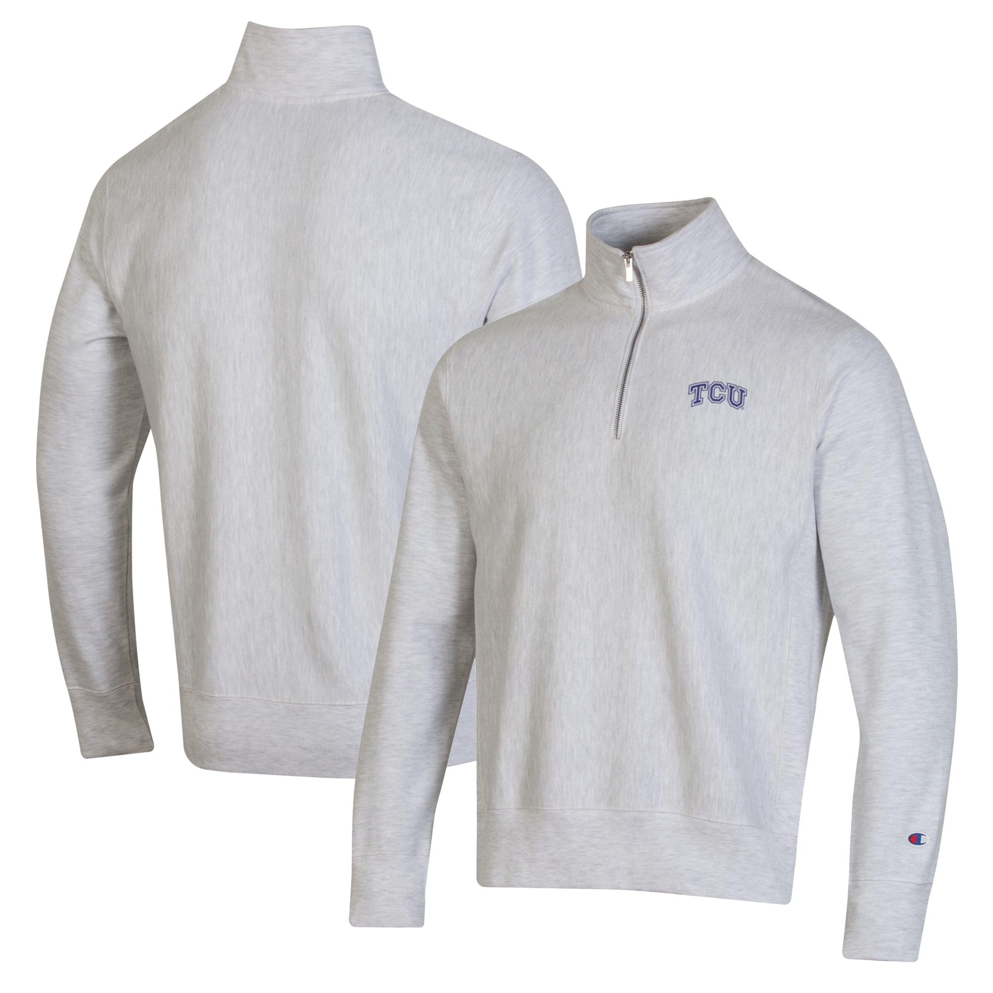 Men's Champion Gray TCU Horned Frogs Reverse Weave Quarter-Zip Jacket