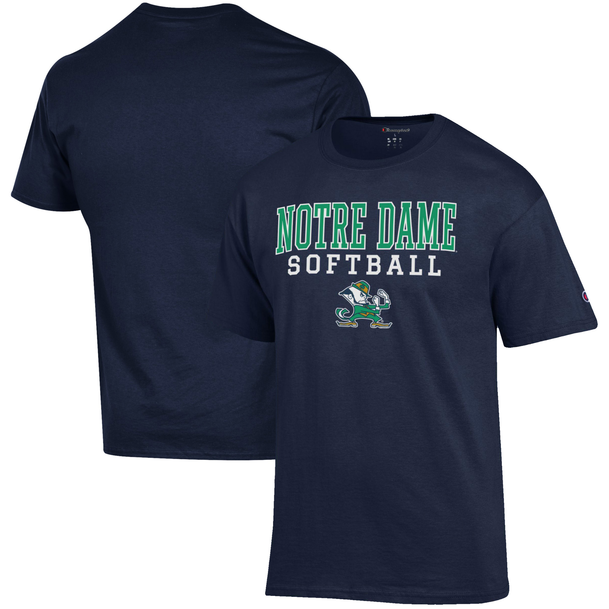 Men's Champion Navy Notre Dame Fighting Irish Softball Stack T-Shirt - Image 5