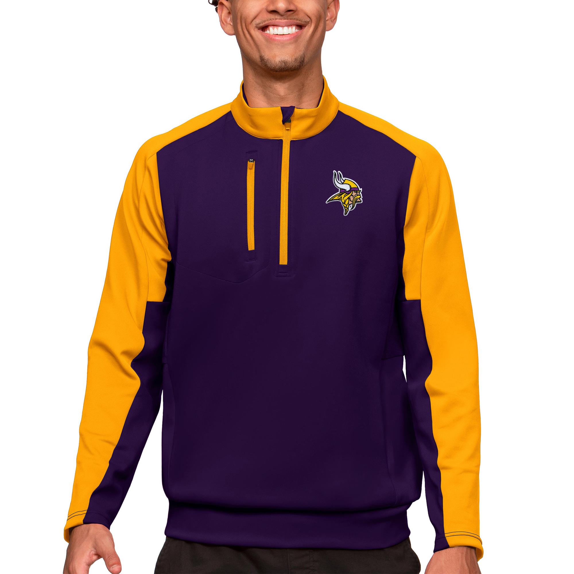 Men's Antigua Purple Minnesota Vikings Team Quarter-Zip Pullover Top