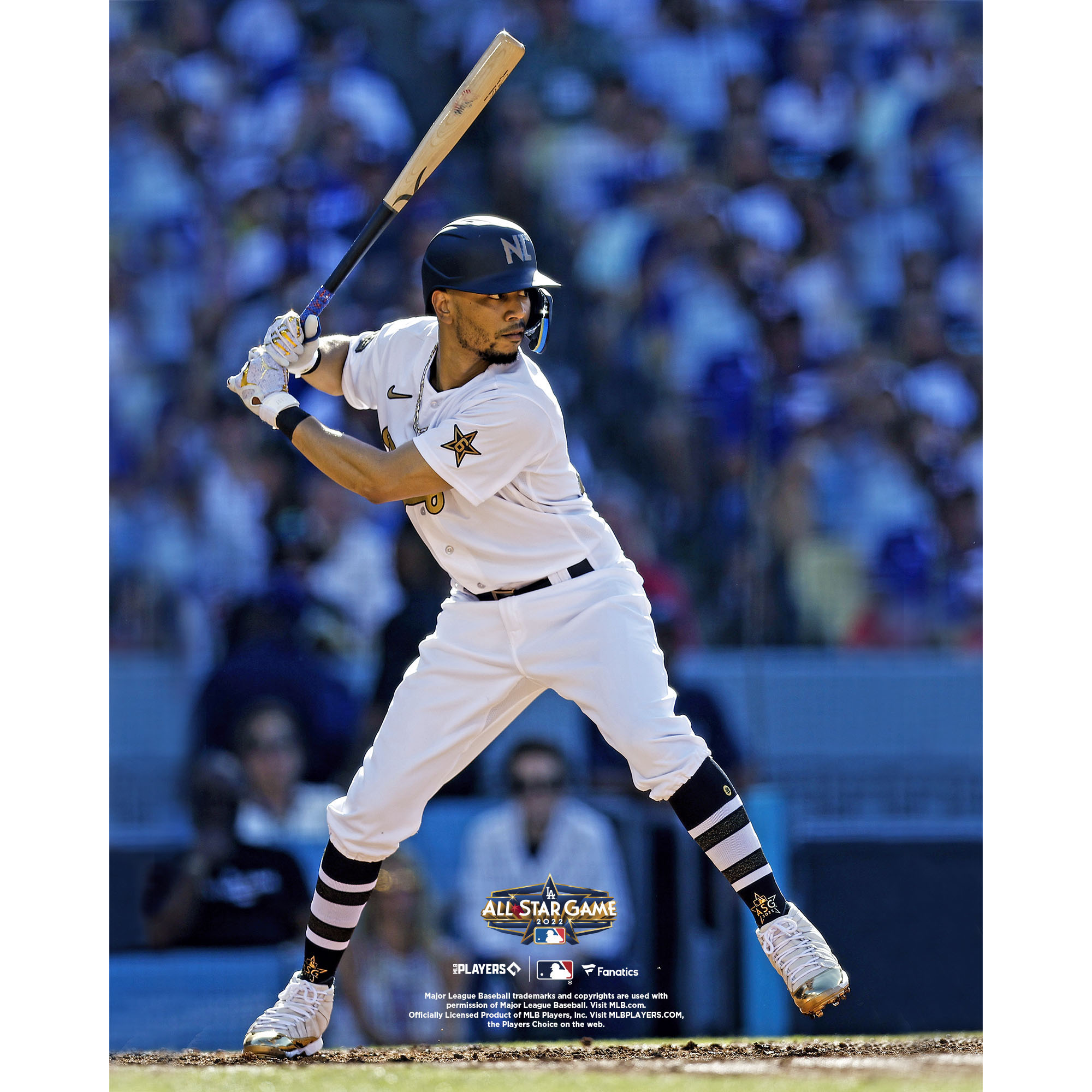 Mookie Betts Los Angeles Dodgers Unsigned Bats in White Jersey at the 2022 MLB All-Star Game Photograph