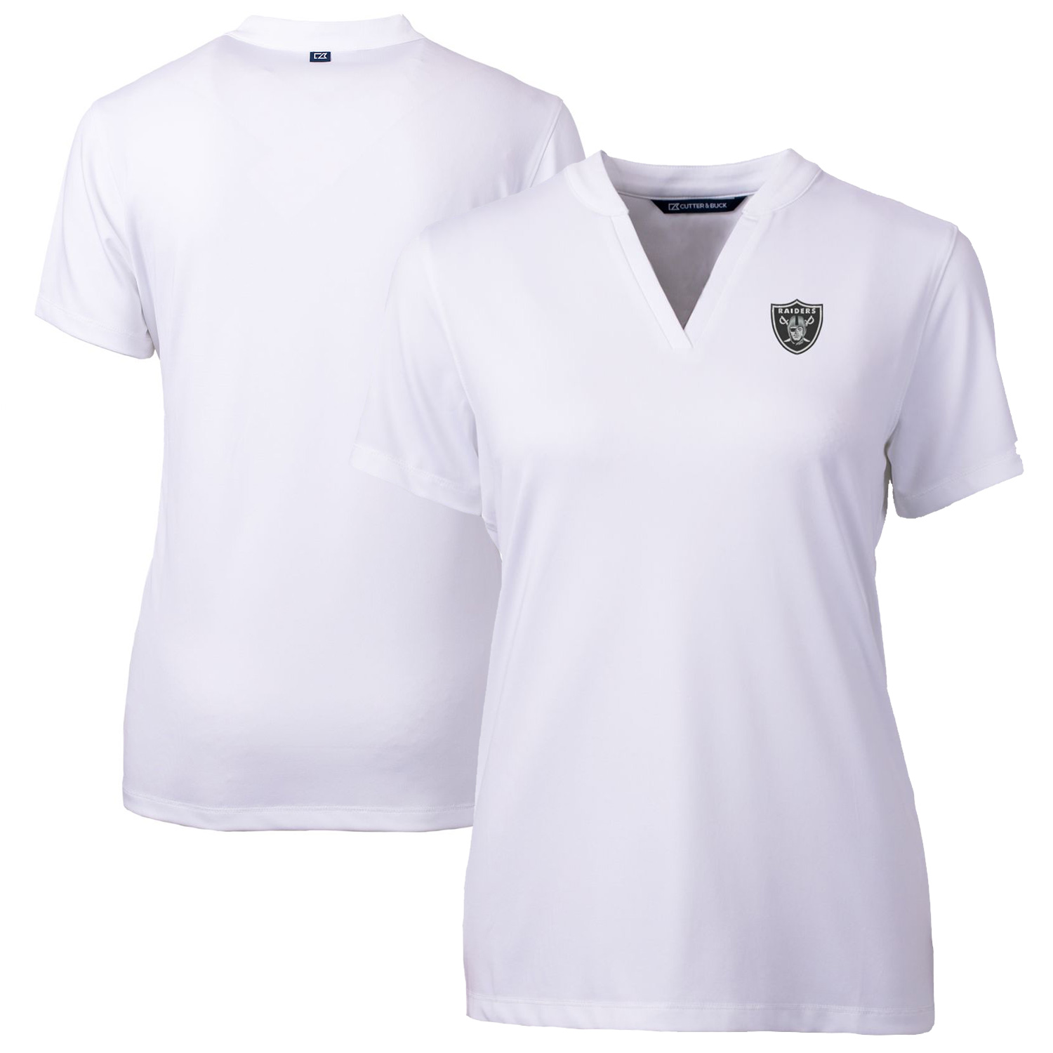 Women's Cutter & Buck White Las Vegas Raiders Forge Stretch Blade Polo