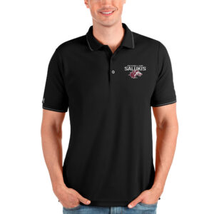 Men's Antigua Black Southern Illinois Salukis Affluent Polo