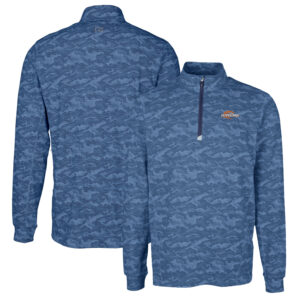 Men's Cutter & Buck Navy Pepperdine Waves Traverse Camo Print Stretch Quarter-Zip Pullover Top