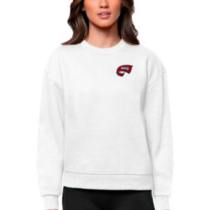 Women's Antigua White Western Kentucky Hilltoppers Logo Victory Crewneck Pullover Sweatshirt