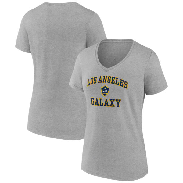 Women's Gray LA Galaxy Heart and Soul V-Neck T-Shirt