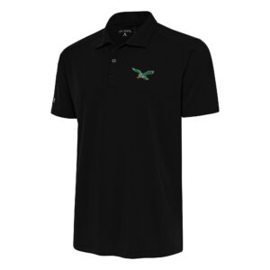 Men's Antigua Black Philadelphia Eagles Team Logo Throwback Big & Tall Tribute Polo