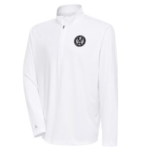 Men's Antigua White Atlanta United FC Brushed Metallic Logo Tribute Quarter-Zip Pullover Top