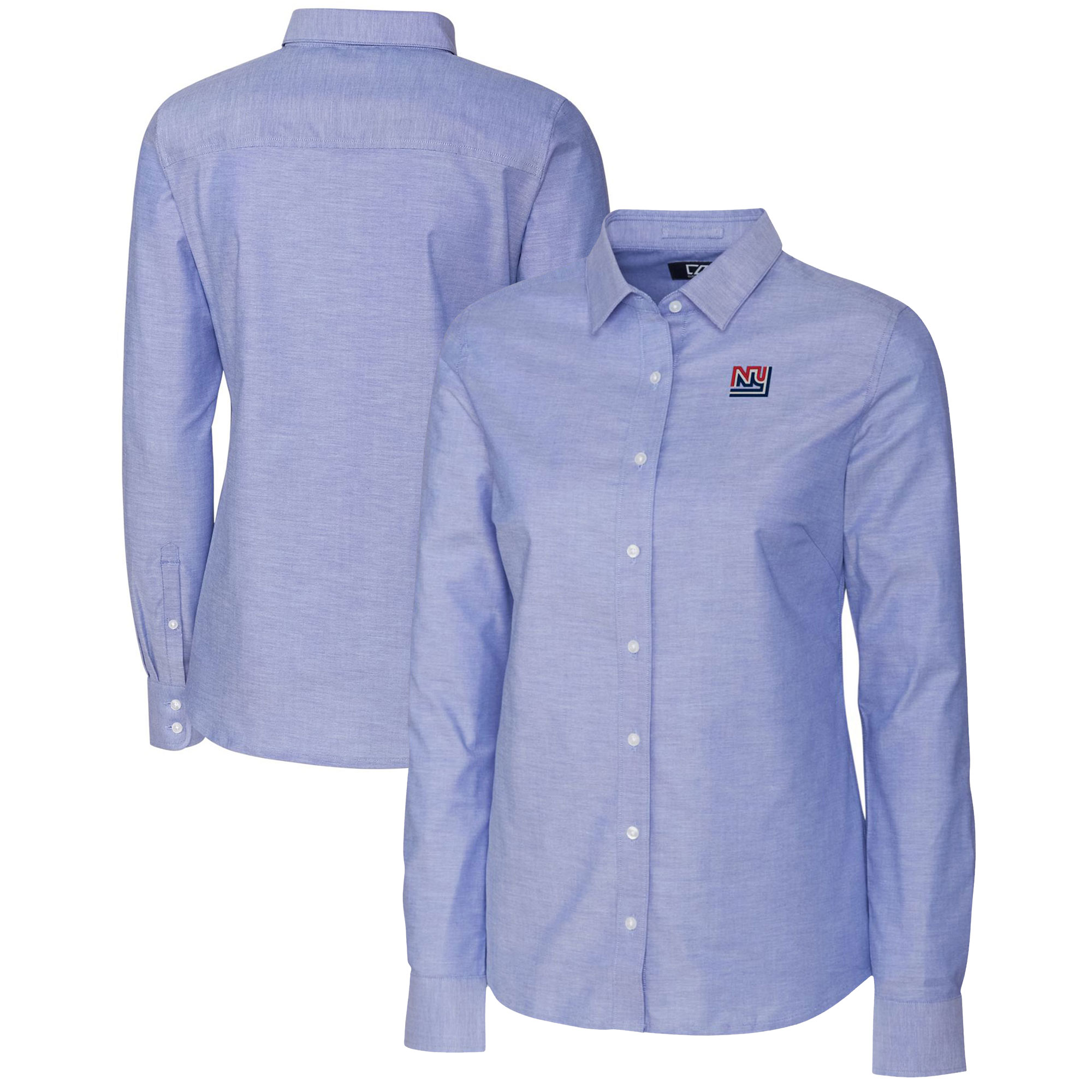 Women's Cutter & Buck Powder Blue New York Giants Throwback Logo Oxford Stretch Long Sleeve Button-Up Shirt - Image 2