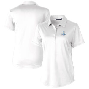 Women's Cutter & Buck White Detroit Lions Throwback Logo Prospect Textured Stretch Polo