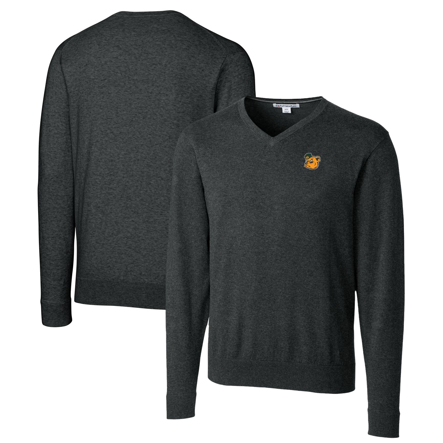 Men's Cutter & Buck Heather Charcoal Baylor Bears Lakemont Tri-Blend Big & Tall V-Neck Pullover Sweater
