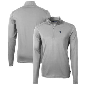 Men's Cutter & Buck Gray Villanova Wildcats Team Big & Tall Virtue Eco Pique Recycled Quarter-Zip Pullover Top