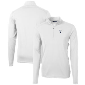 Men's Cutter & Buck White Villanova Wildcats Team Big & Tall Virtue Eco Pique Recycled Quarter-Zip Pullover Top