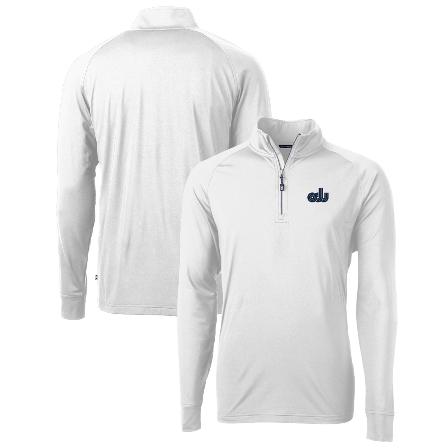 Men's Cutter & Buck White Old Dominion Monarchs Adapt Eco Knit Stretch Recycled Quarter-Zip Pullover Top