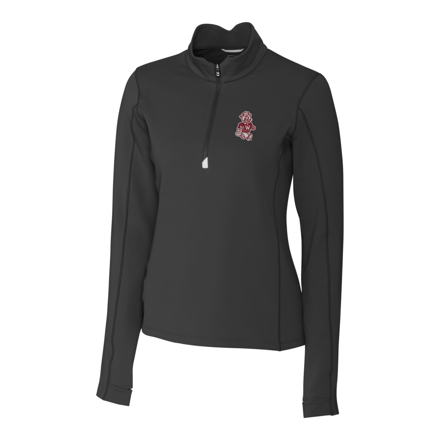 Women's Cutter & Buck Black Washington State Cougars Traverse Stretch Quarter-Zip Pullover Top - Image 3