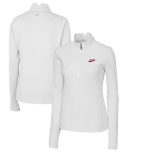 Women's Cutter & Buck White New Mexico State Aggies Traverse Stretch Quarter-Zip Pullover Top