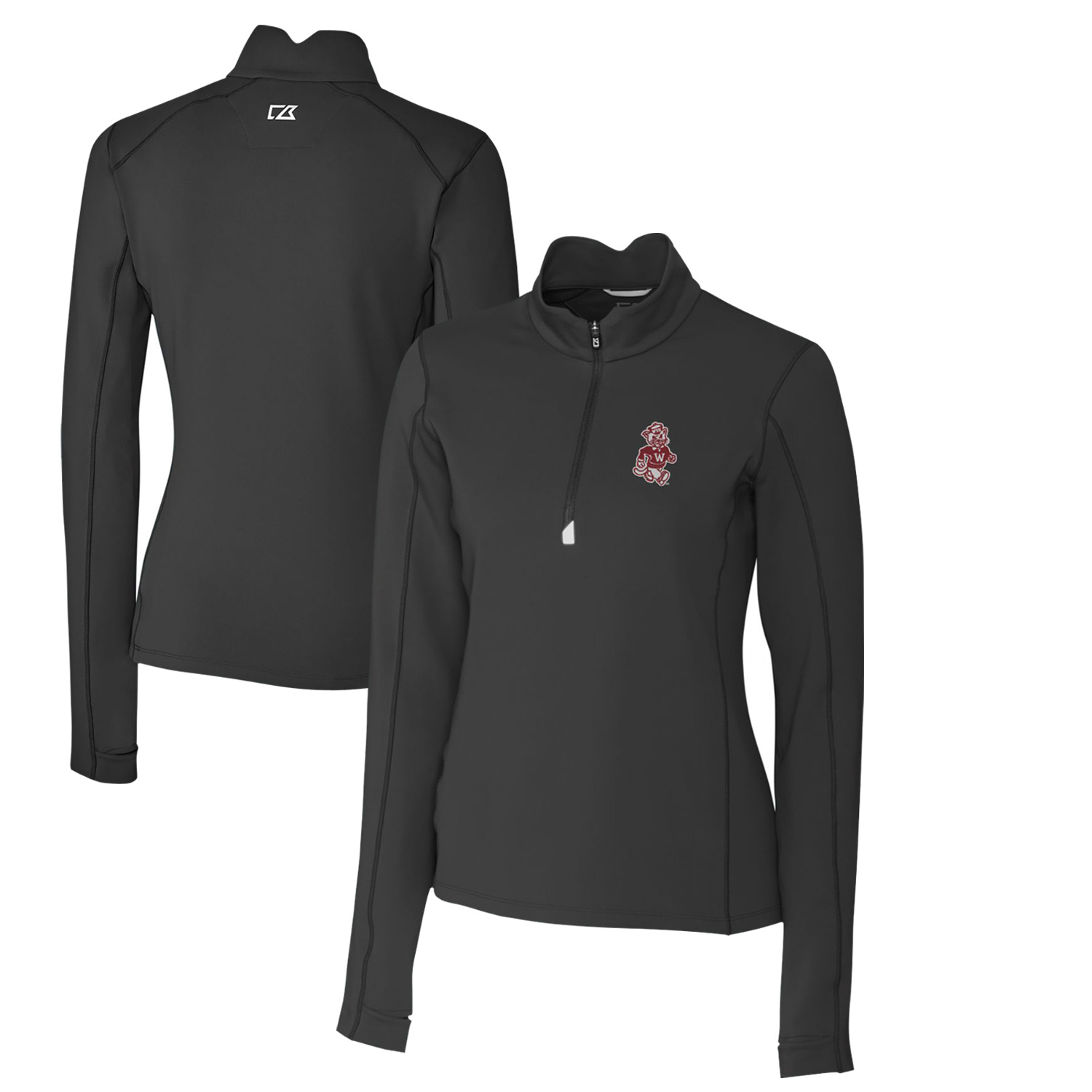 Women's Cutter & Buck Black Washington State Cougars Traverse Stretch Quarter-Zip Pullover Top