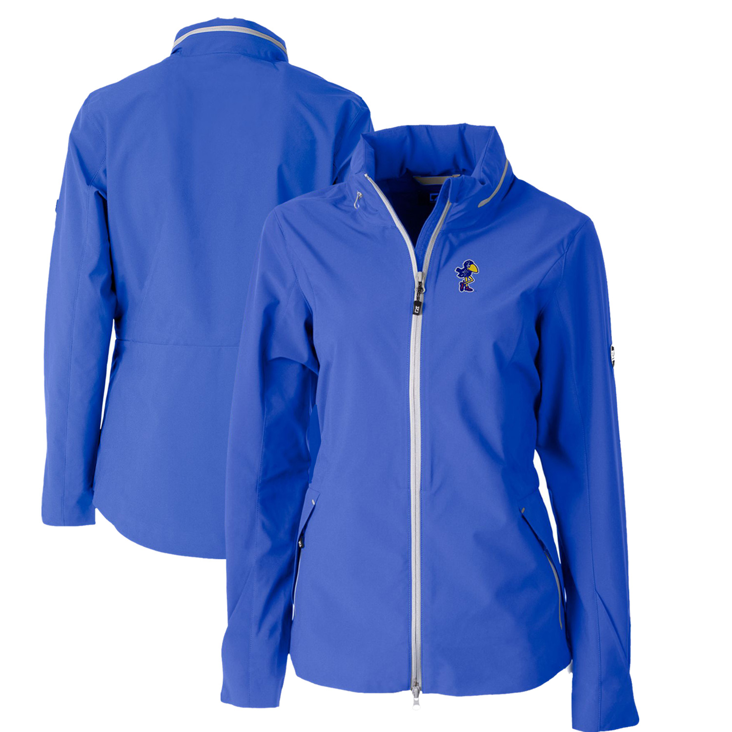 Women's Cutter & Buck Royal Kansas Jayhawks Vault Vapor Water Repellent Stretch Full-Zip Rain Jacket
