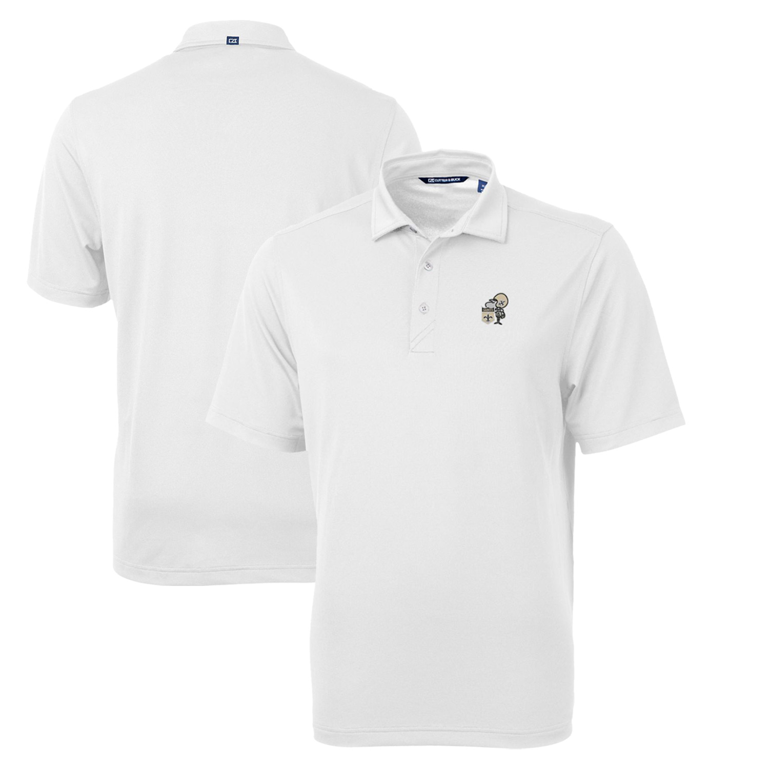 Men's Cutter & Buck White New Orleans Saints Throwback Logo Virtue Eco Pique Recycled Big & Tall Polo