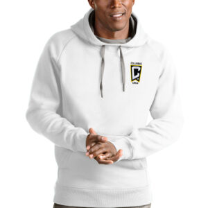 Men's Antigua White Columbus Crew Logo Victory Pullover Hoodie