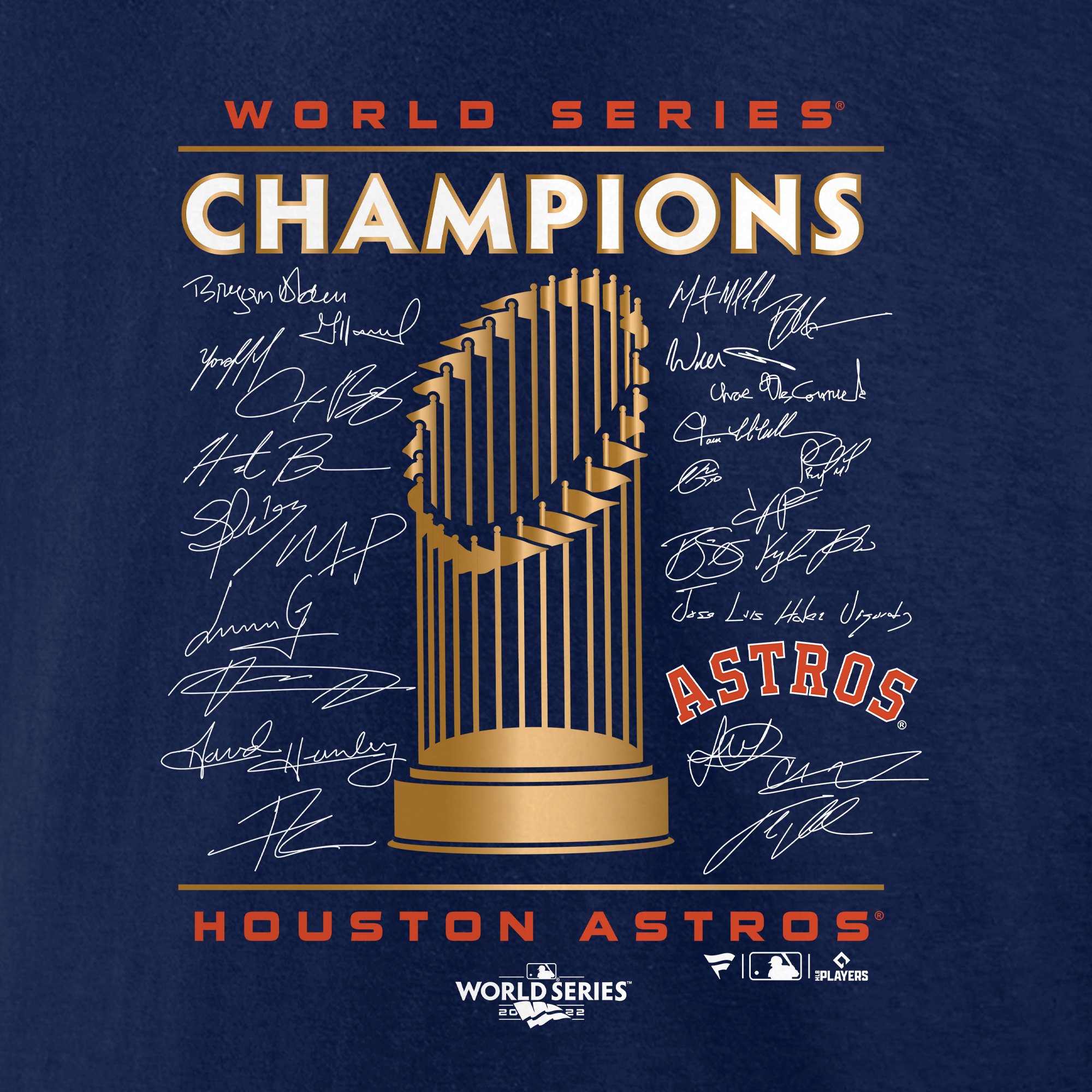 Youth Fanatics Navy Houston Astros 2022 World Series Champions Signature Roster T-Shirt - Image 11