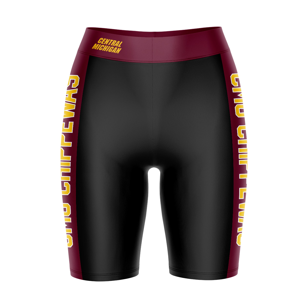Women's Black/Maroon Cent. Michigan Chippewas Plus Size Striped Design Bike Shorts - Image 3
