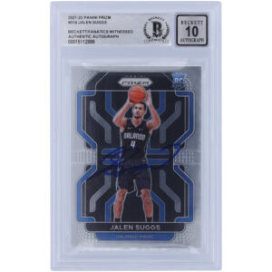 Jalen Suggs Orlando Magic Autographed 2021-22 Panini Prizm #314 Beckett Fanatics Witnessed Authenticated 10 Rookie Card