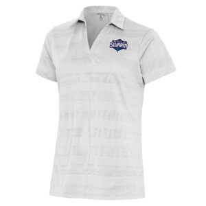 Women's Antigua White Greensboro Swarm Compass Polo