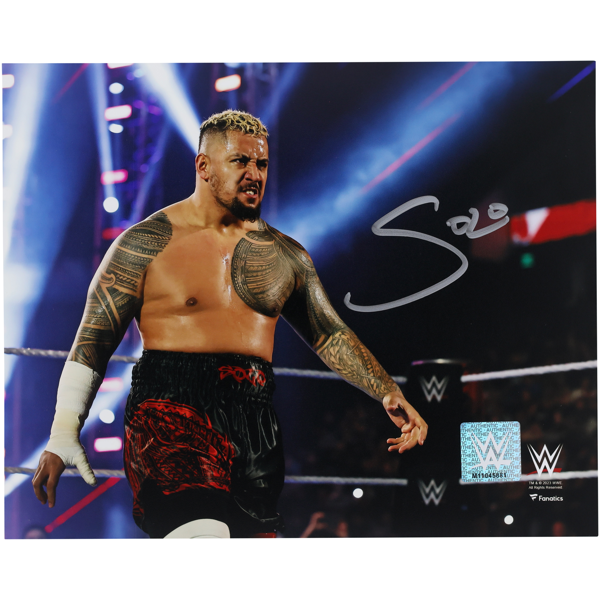 Solo Sikoa WWE Autographed 8" x 10" Standing In Ring Photograph