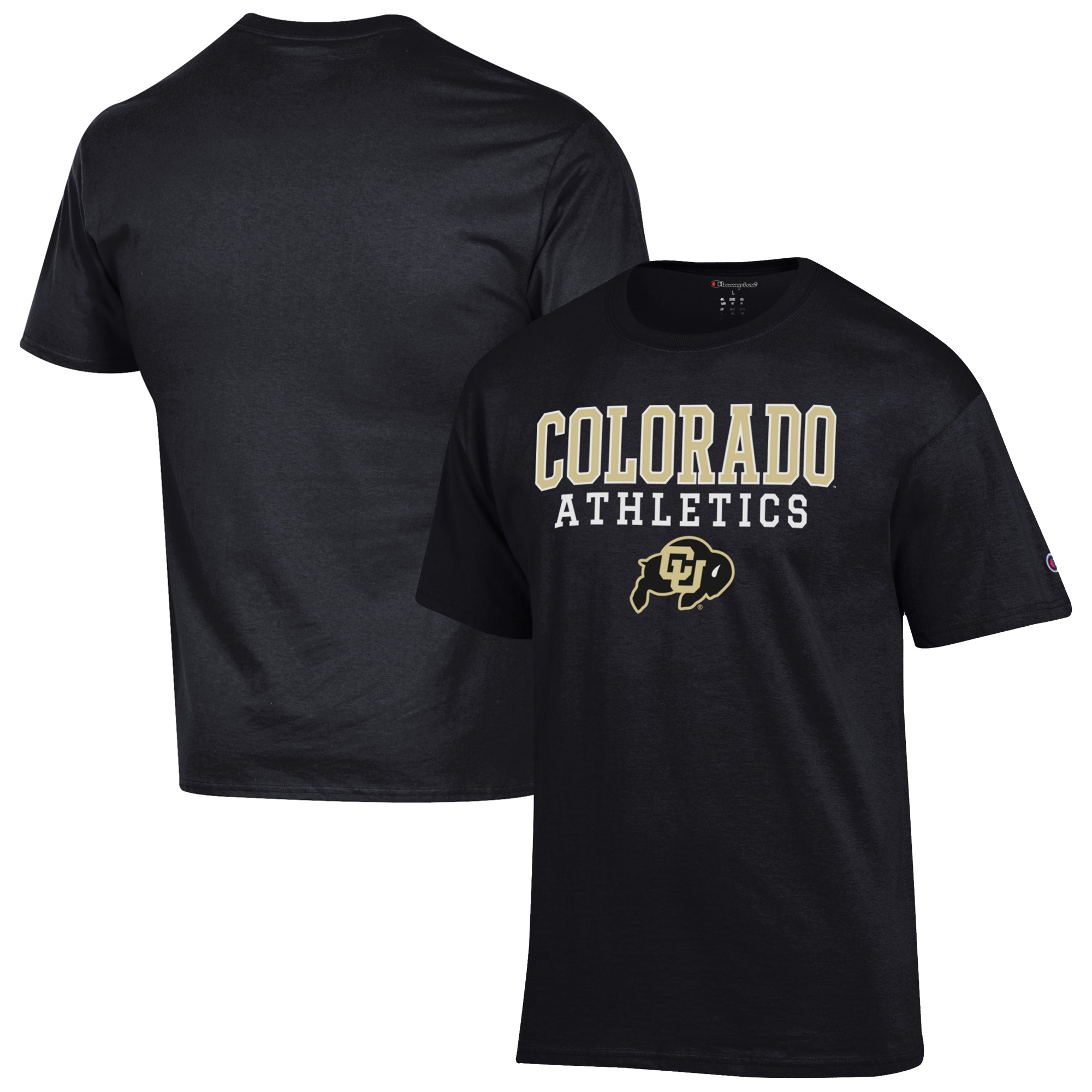 Men's Champion Black Colorado Buffaloes Athletics Logo Stack T-Shirt