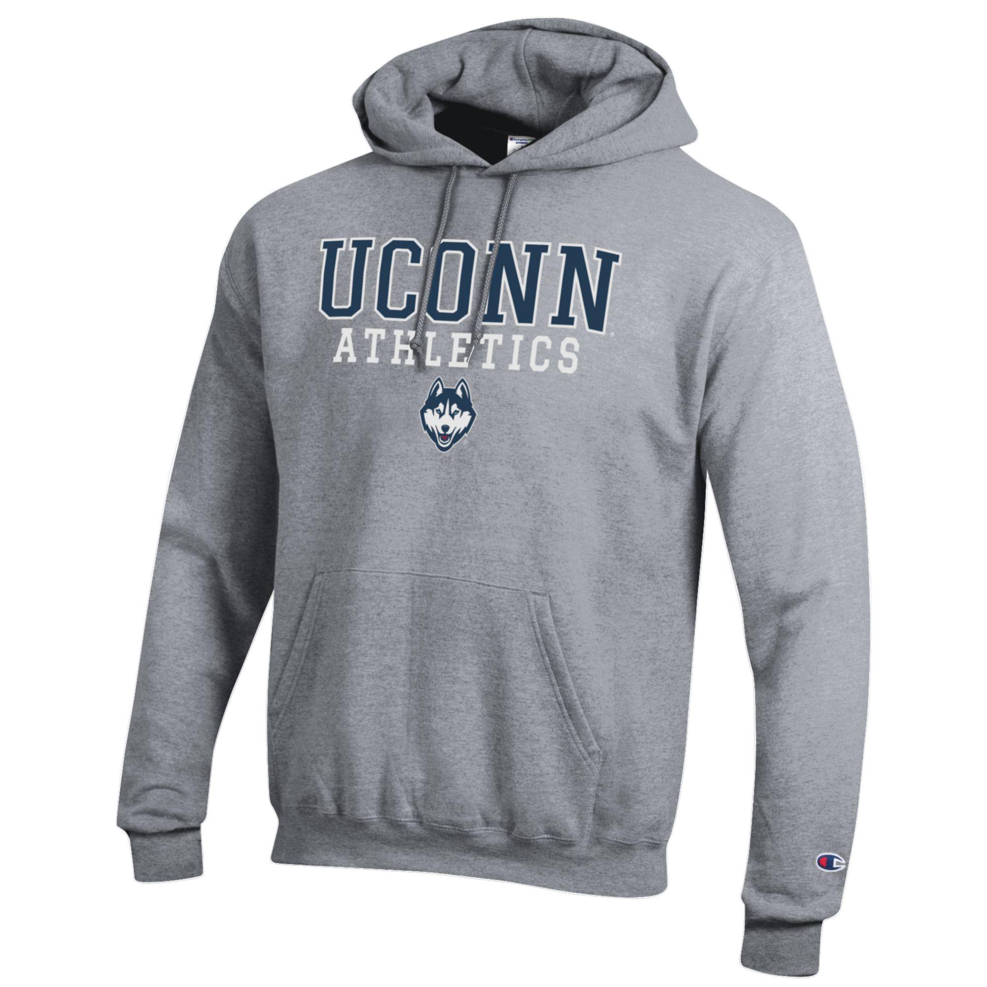 Men's Champion Gray UConn Huskies Athletics Logo Stack Pullover Hoodie - Image 6